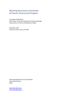 Wyoming Aeronautics Commission Air Service Enhancement Program