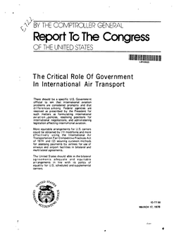 ID-77-50 the Critical Role of Government in International Air Transport