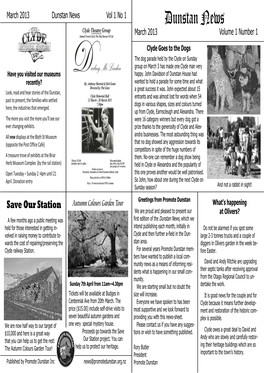 Dunstan News Vol 1 No 1 Dunstan News March 2013 Volume 1 Number 1