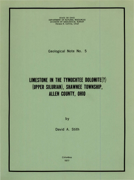 Limestone in the Tymochtee Dolomite(?) (Upper Silurian), Shawnee Township, Allen County, Ohio