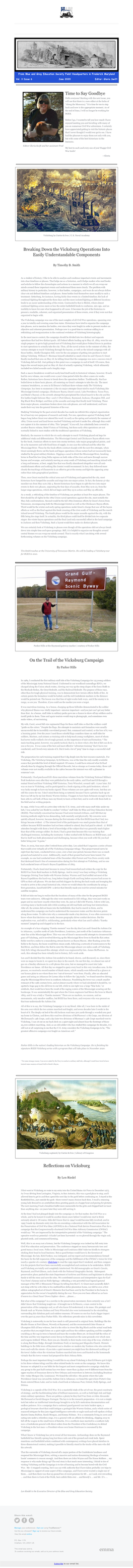 Time to Say Goodbye Breaking Down the Vicksburg Operations Into Easily Understandable Components on the Trail of the Vicksburg C