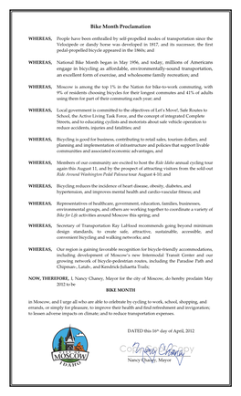 Bike Month Proclamation