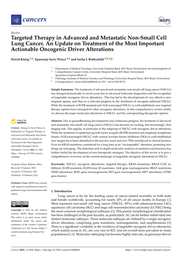 Targeted Therapy in Advanced and Metastatic Non-Small Cell Lung Cancer