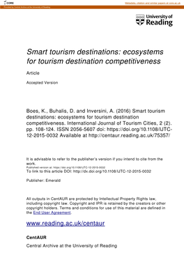 Ecosystems for Tourism Destination Competitiveness