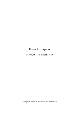 Ecological Aspects of Cognitive Assessment