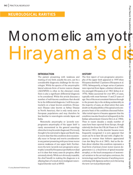 Monomelic Amyotro Hirayama’S Dis