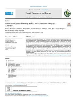 Evolution of Green Chemistry and Its Multidimensional Impacts: a Review