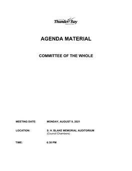 Committee of the Whole Agenda