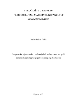 Sveučilište U Zagrebu Prirodoslovno-Matematički Fakultet Geološki Odsjek