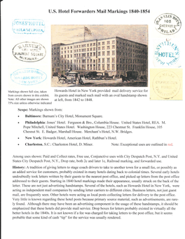 U.S. Hotel Forwarders Mail Markings 1840-1854