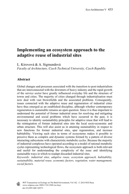 Implementing an Ecosystem Approach to the Adaptive Reuse of Industrial Sites