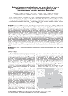 Rat and Lagomorph Eradication on Two Large Islands of Central Mediterranean: Diﬀ Erences in Island Morphology and Consequences on Methods, Problems and Targets