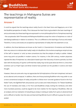 Buddhism the Heart Sutra AO2 Handout