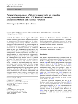 Peracarid Assemblages of Zostera Meadows in an Estuarine Ecosystem (O Grove Inlet, NW Iberian Peninsula): Spatial Distribution and Seasonal Variation