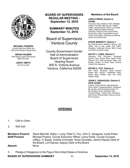 Board of Supervisors Ventura County