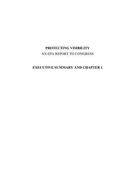 Protecting Visibility: an EPA Report to Congress