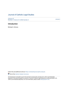 Journal of Catholic Legal Studies Introduction