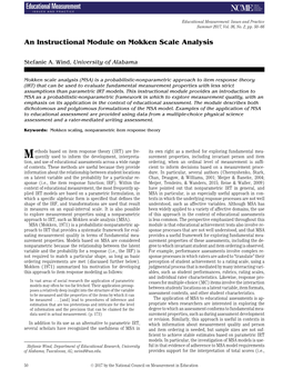 An Instructional Module on Mokken Scale Analysis