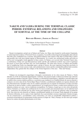 Nakum and Yaxha During the Terminal Classic Period: External Relations and Strategies of Survival at the Time of the Collapse
