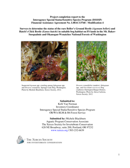 Survey Report, the Xerces Society, Mt. Baker-Snoqualmie and Okanogan-Wenatchee NF