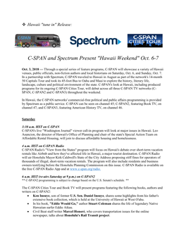 C-SPAN and Spectrum Present 