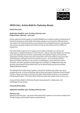 OPEN CALL: Artists Walk for Chelmsley Woods