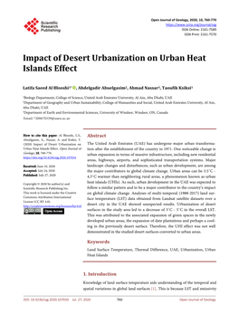 Impact of Desert Urbanization on Urban Heat Islands Effect