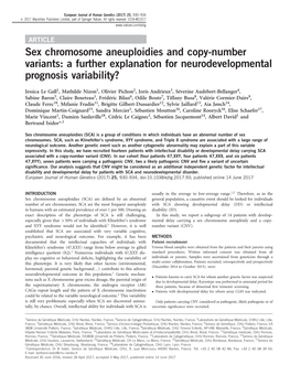 Sex Chromosome Aneuploidies and Copy-Number Variants: a Further Explanation for Neurodevelopmental Prognosis Variability?