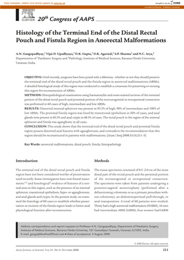 Histology of the Terminal End of the Distal Rectal Pouch and Fistula Region in Anorectal Malformations