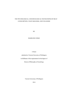 The Psychological and Ideological Foundations of Meat Consumption, Vegetarianism, and Veganism