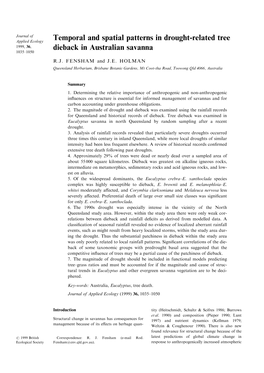 Temporal and Spatial Patterns in Drought-Related Tree Dieback In