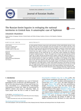 The Russian-Soviet Legacies in Reshaping the National Territories in Central Asia: a Catastrophic Case of Tajikistan