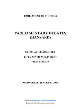 Parliament of Victoria Parliamentary Debates (Hansard)