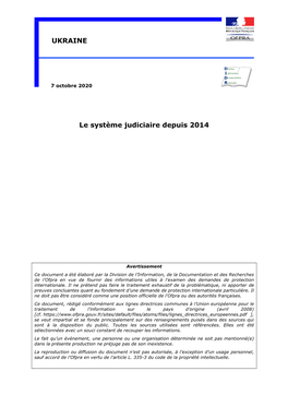 Le Système Judiciaire Depuis 2014 UKRAINE