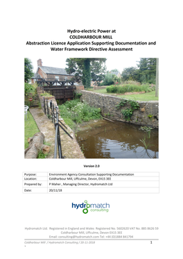 HM 061 Coldharbour Mill EA Supporting Documentation V2