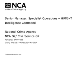 HUMINT Intelligence Command National Crime Agency NCA G2