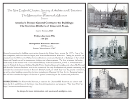 The New England Chapter, Society of Architectural Historians and The