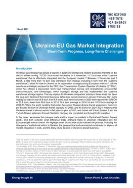 Ukraine-EU Gas Market Integration: Short-Term Progress, Long-Term Challenges