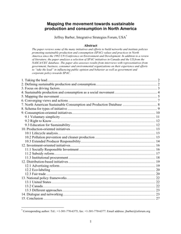 Mapping the Movement Towards Sustainable Production and Consumption in North America