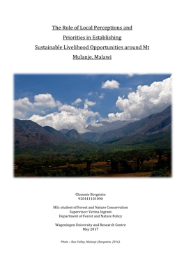 The Role of Local Perceptions and Priorities in Establishing Sustainable Livelihood Opportunities Around Mt Mulanje, Malawi