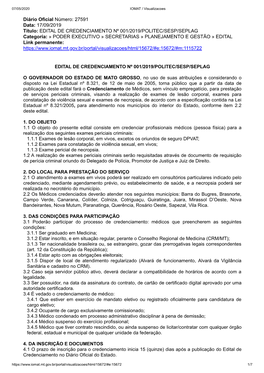 Edital De Credenciamento Nº 001/2019/Politec/Sesp/Seplag