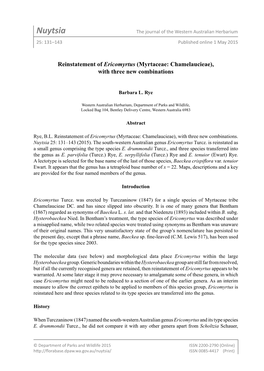 Nuytsia the Journal of the Western Australian Herbarium 25: 131–143 Published Online 1 May 2015