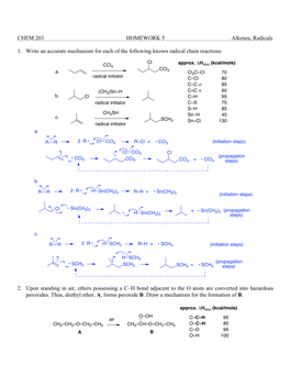 CHEM 203 HOMEWORK 5 Alkenes, Radicals 1. Write an Accurate