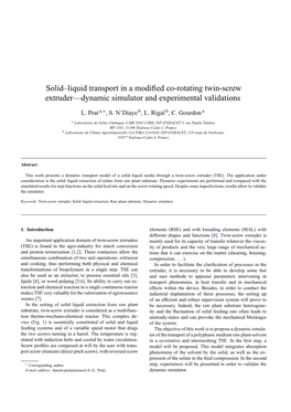 Solid–Liquid Transport in a Modified Co-Rotating Twin-Screw Extruder