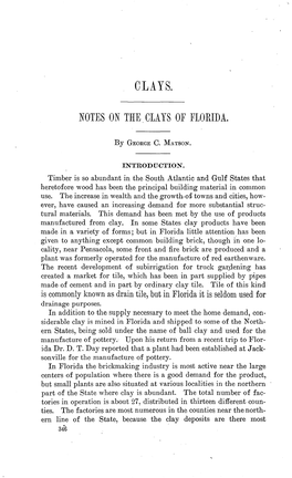 Clays. Notes on the Clays of Florida