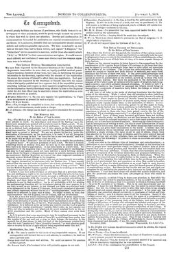 To Correspondents. Will Receive a Certificate of Being Registered, Which Certificate Will Entitle Him to All the Privileges Conferred by the Act