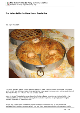 The Italian Table: So Many Easter Specialties Published on Iitaly.Org (