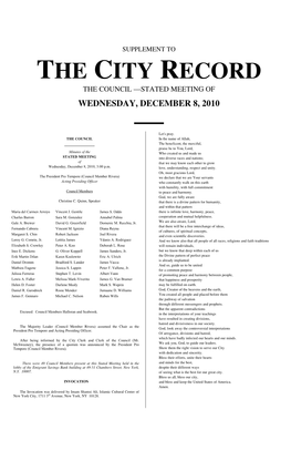 The City Record the Council —Stated Meeting of Wednesday, December 8, 2010