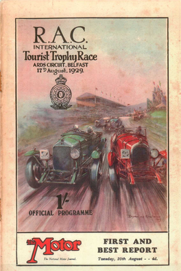 Tourist Trophtj Race ARDS CIRCUIT, BELFAST 17111 August.1929 The