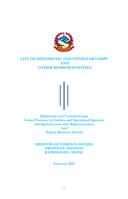 List of Diplomatic and Consular Corps and Other Representatives